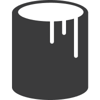 Een verfblik met verf die over de rand heen komt als Iccoon